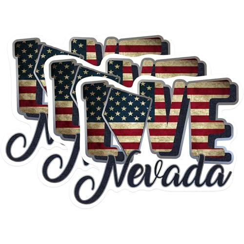 (3 Pack) Nevada Decals - US Flag - Laptop Decals - 3 Inches On Longest Side - Easy Peel & Apply - Made in USA - 3MCS0319