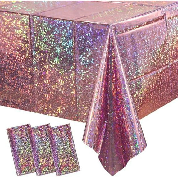 3 Pack New Iridescent Pink Tablecloth Party Decorations, Holographic ...