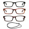 thumbnail image 1 of 3 Pack Newbee Fashion- "Bower" Slim Fit Vintage Style Painted Wood Reading Glasses with Lanyard +1.75, 1 of 4