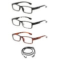 thumbnail image 1 of 3 Pack Newbee Fashion - "Cema" Squared Thin Frame Fashion Reading Glasses with Lanyard +1.00, 1 of 1
