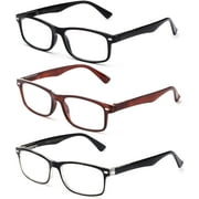 3 Pack Newbee Fashion - IG Style Comfortable Stylish Simple Reading Glasses with Lanyard +1.00, +1.50, +1.75, +2.00