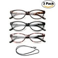 thumbnail image 1 of 3 Pack Newbee Fashion- "Slimten" Slim Cat Eye Design Fashion Reading Glasses with Lanyard +3.50, 1 of 4