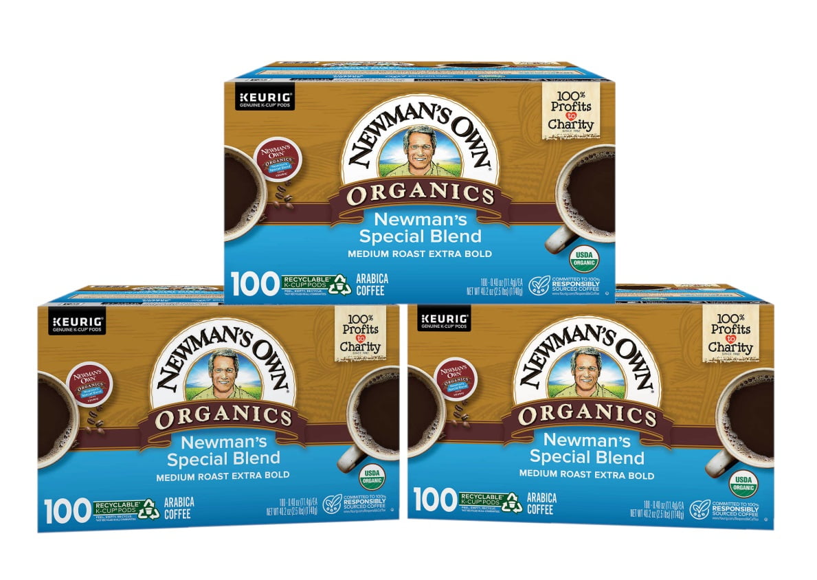 3 Pack Newman's Own Organics Coffee Special Blend KCup Pod, 100