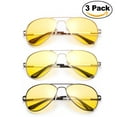 thumbnail image 1 of 3 Pack - Night Vision Driving Glasses Yellow Amber Lens & Day Time Driving Sunglasses Copper Lens-Classic Aviator Style Glasses with Comfortable Spring Hinge Fit for Most People!, 1 of 1