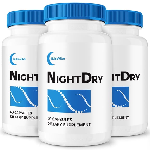 (3 Pack) NightDry Capsules, Night Dry Pills to Lessen Night Time Bathroom Trips, All-Natural Extra Strength Supplement to Support Normal & Healthy Function, Review (180 Capsules)