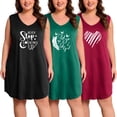 thumbnail image 1 of FEREMO 3 Pack Nightgowns for Women Plus Size Sleeveless Print Nightshirts Crew Neck Sleepshirt Soft Sleepwear 1X-5X, 1 of 6
