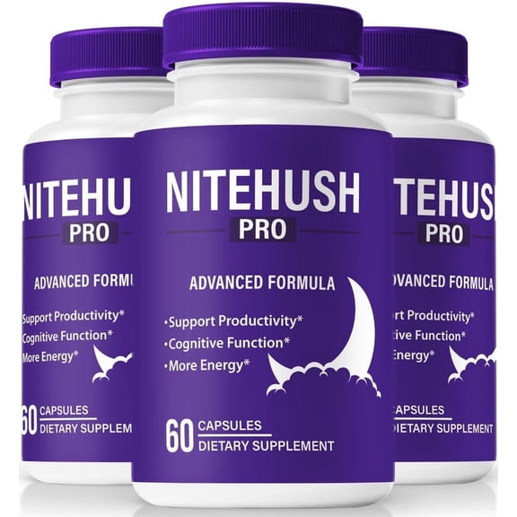 (3 Pack) NiteHush Pro Capsules, Unlock Your Potential With Nite Hush Pro Formula - Supports Cognitive Health, All Natural Pills For Concentration, Memory and Focus, NiteHushPro (180 Capsules)
