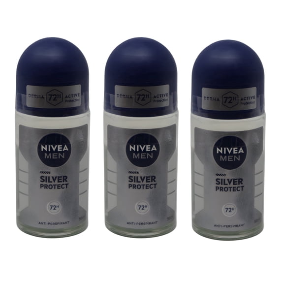 3 Pack - Nivea Men Silver Protect Roll-On Deodorant, Silver Ion Formula for Long-Lasting Freshness, Clean Masculine Fragrance, 50ml