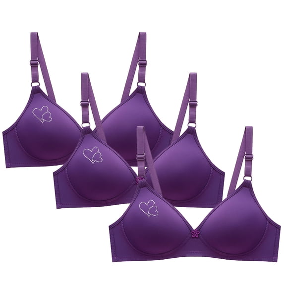 3 Pack No Underwire Bras for Women Push up Comfort Bra Solid Color Seamless Plus Size Sleep Bra Top Everyday Brassiere