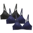 thumbnail image 1 of 3 Pack No Underwire Bras for Women Push up Comfort Bra Solid Color Seamless Plus Size Sleep Bra Top Everyday Brassiere, 1 of 6