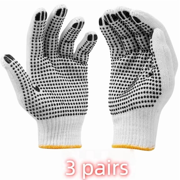 3 Pack Non-Slip Double Work Gloves for Gardening, Construction, Warehouse, and Garage Use - Plus Size for Men and Women