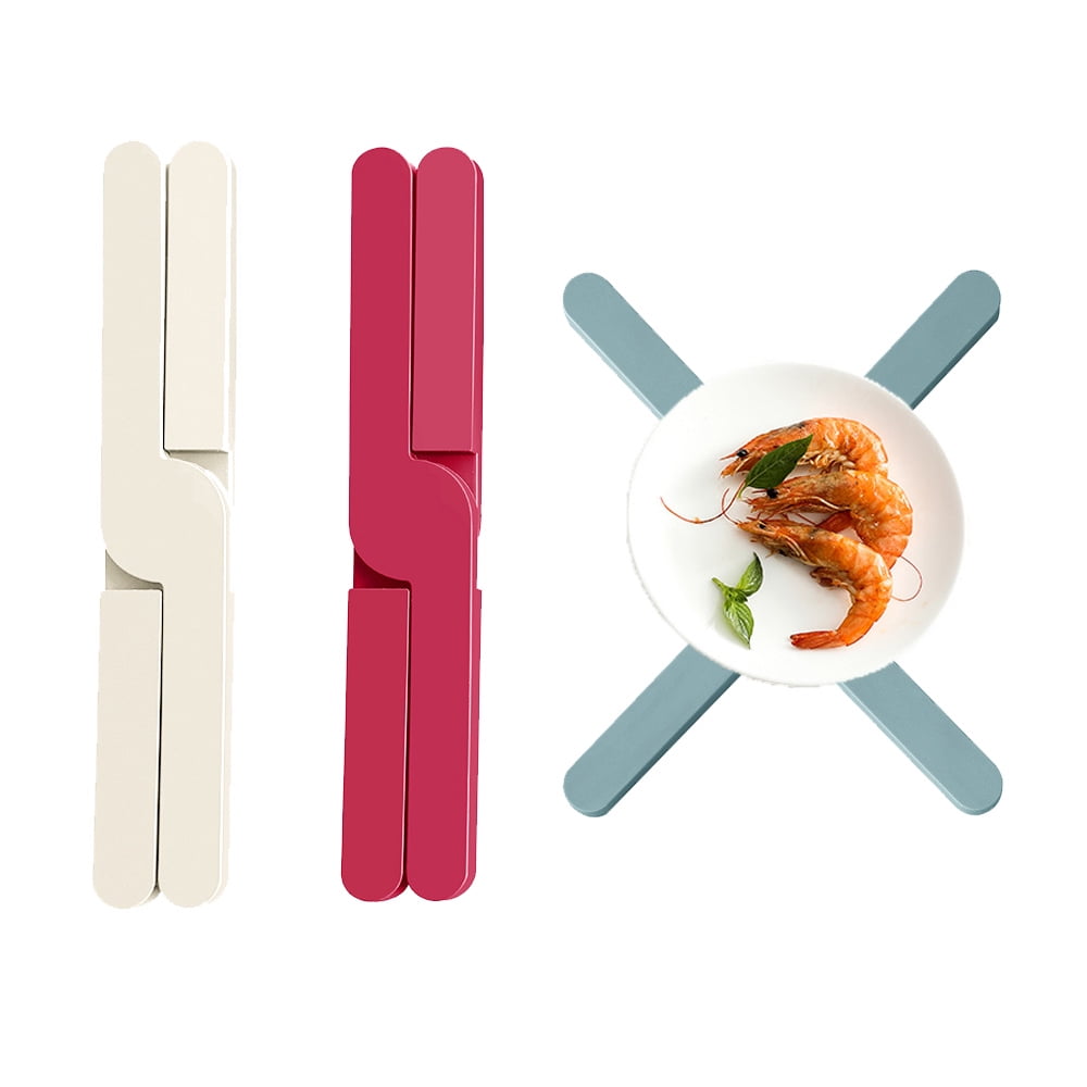 3 Pack NonSlip Thick Foldable Silicone Trivets, HeatResistant Folding