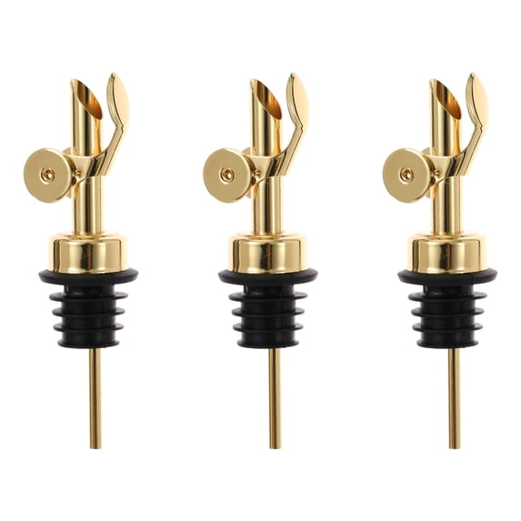 3 Pack Nonrust Steel Automatic Liquor Pourers Leak proof Wine Bottles Spouts For Oil Vinegar Sturdy Kitchens Tool