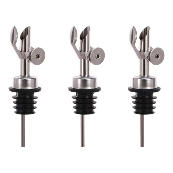 3 Pack Nonrust Steel Automatic Liquor Pourers Leak proof Wine Bottles Spouts For Oil Vinegar Sturdy Kitchens Tool
