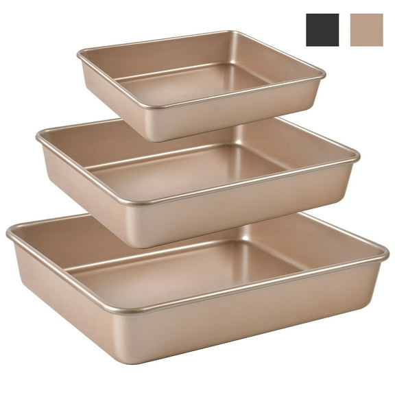 3-Piece Non-Stick Bakeware Set with Cookie Sheets and Cake Pan