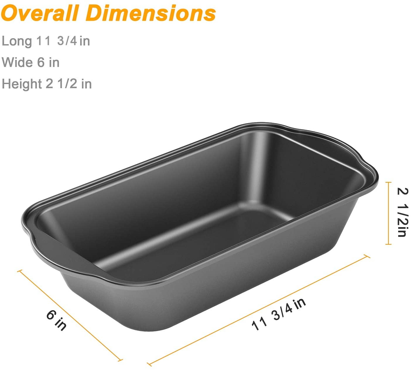 Tiawudi 3 Pack Nonstick Carbon Steel Large Loaf Pan 9.5 X 5 Inch Bread Baking Pans