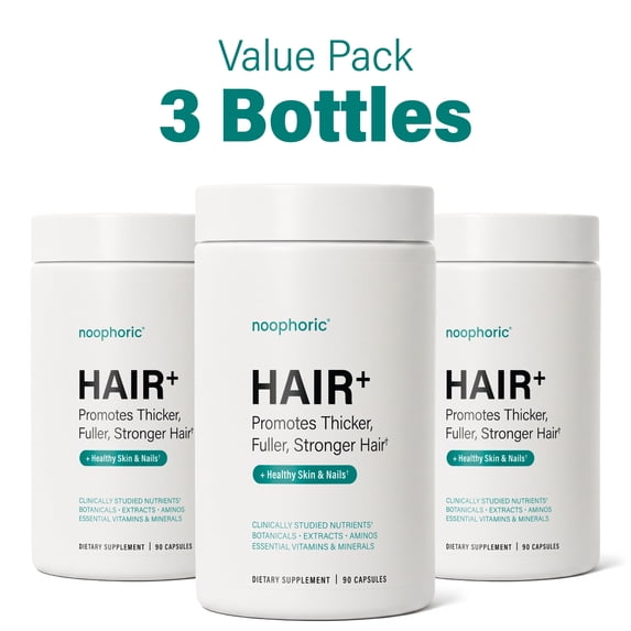 Noophoric Hair Vitamins for Women & Men – Hair Growth Supplement for Hair Skin and Nails with Biotin, Saw Palmetto & Amino Acids, 270 Capsules (3 pack)
