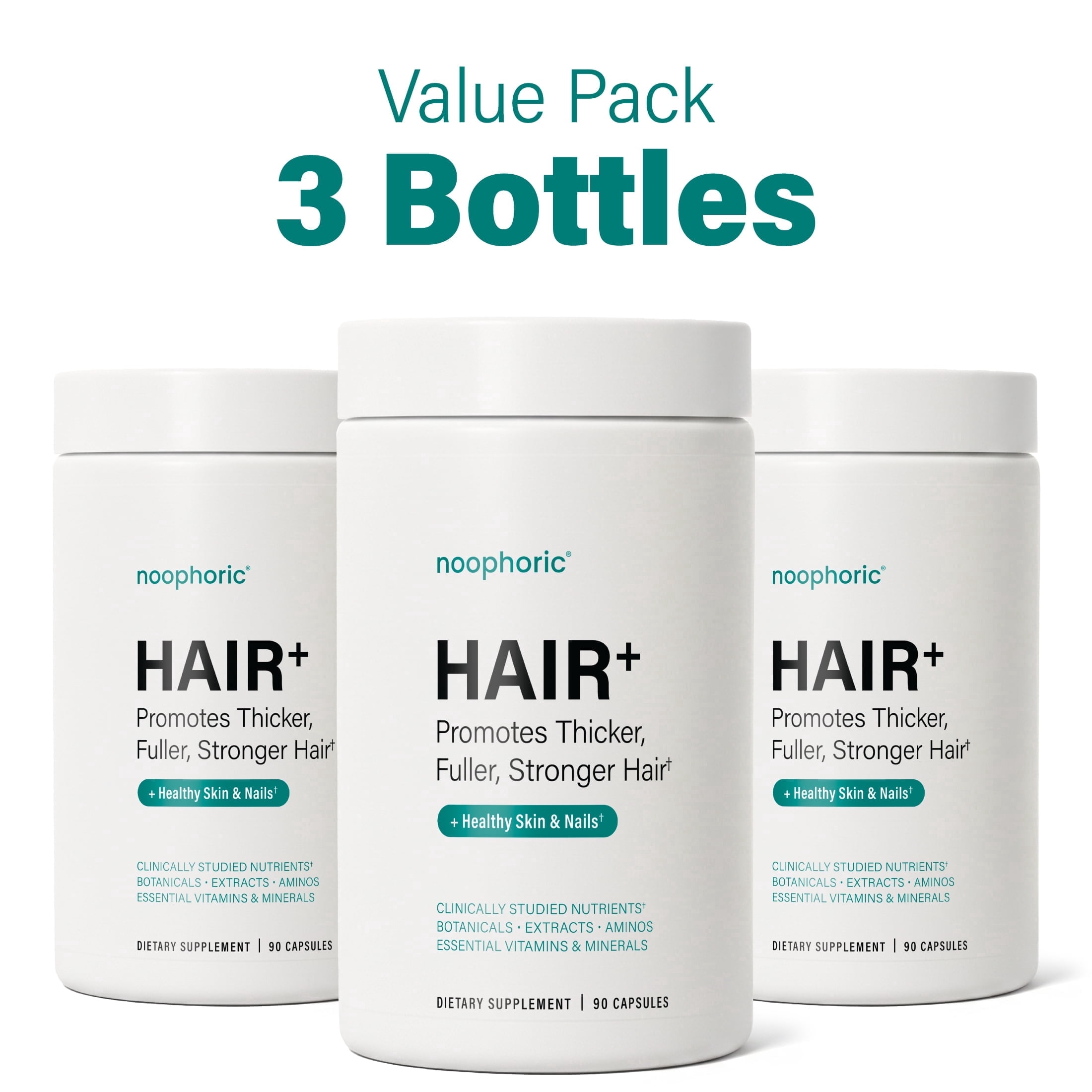 Noophoric Hair Vitamins for Women & Men – Hair Growth Supplement for Hair Skin and Nails with Biotin, Saw Palmetto & Amino Acids, 270 Capsules (3 pack)