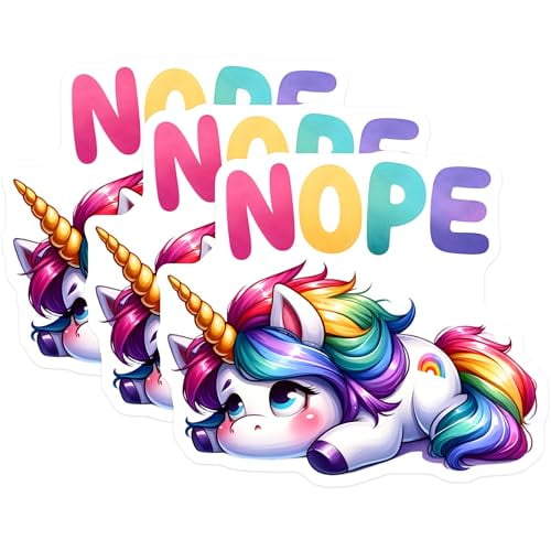 (3 Pack) Nope Unicorn Decals - Funny Unicorn Sticker - Laptop Decal - 3 Inches On Longest Side - Easy Peel & Apply - Made in USA - 3MCS2123