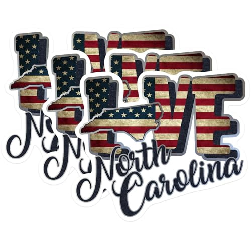 (3 Pack) North Carolina Decals - Love NC - American Flag Decal - 3 ...