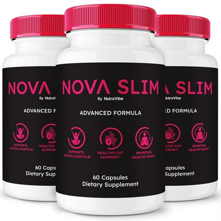 (3 Pack) Nova Slim Capsules – Gentle Gut & Digestive Support Formula for Balance & Wellness | Easy-to-Take Capsules (180 Capsules)