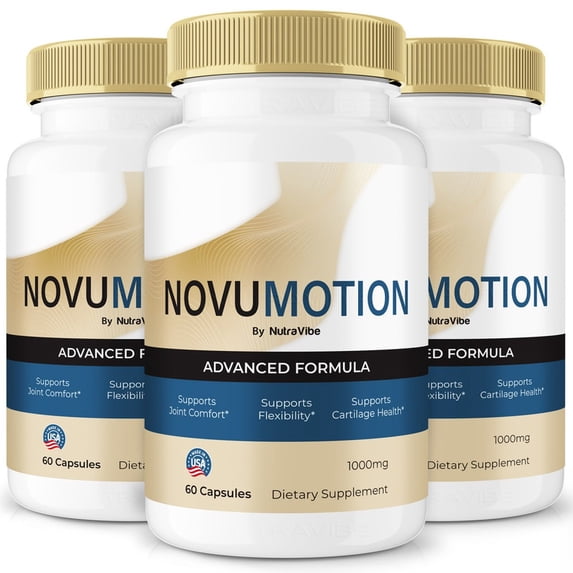 (3 Pack) NovuMotion Capsules – Natural Joint Support Formula for Flexibility, Mobility & Confidence in Movement | Daily Formula for Comfort, Recovery & Active Lifestyle (180 Capsules)