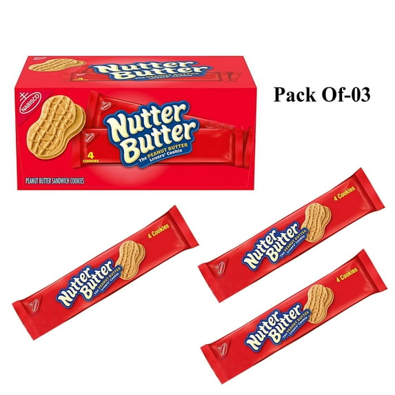 3 Pack Nutter Butter Peanut Butter Sandwich Cookies for Snack, 1.9 Oz Per Bar | Buy From Crown Craze