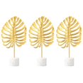 thumbnail image 1 of SOPOTUTU Iron Ornament Monstera Golden Decor for Home and Office 3Pcs, 1 of 8