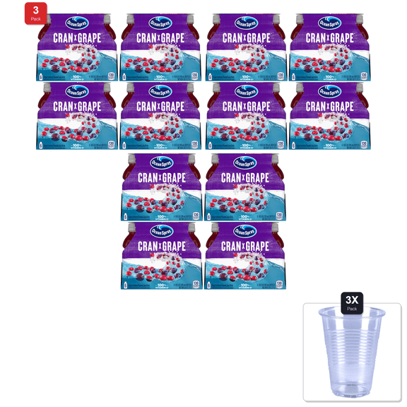 3 Pack | Ocean Spray Cran-Grape Cranberry Grape Juice Drinks, 10 Fl Oz Bottles, 6 Count (Pack Of 4) & 3x Disposable Cup