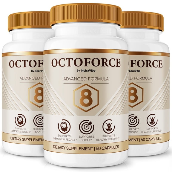 (3 Pack) OctoForce Pills – Daily Formula with a Natural Blend to Help Maintain Focus, Memory & Concentration | Clean, Gentle, Easy-to-Swallow Capsules for Everyday Sharpness (180 Capsules)