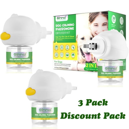 (3 Pack)Oimmal Dog Calming Pheromone Diffuser, 2in1 Plug-In Diffuser & 4.8fl.oz, (90 Day)