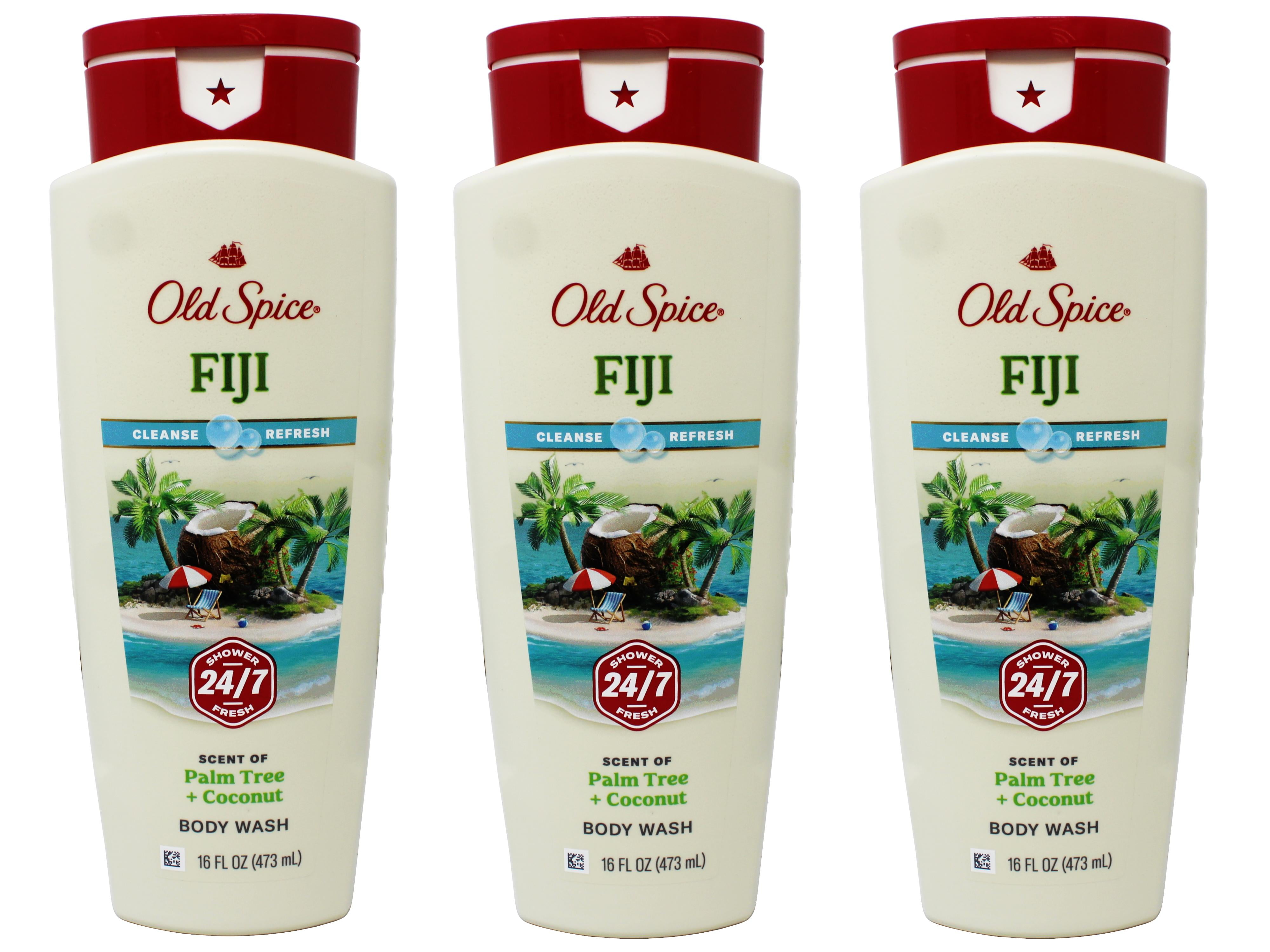 3 Pack - Old Spice Body Wash Fiji, Scent of Palm Tree + Coconut, Cleanse & Refresh, 16 FL OZ