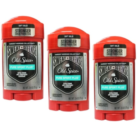 3 Pack Old Spice Pure Sport Plus Extra Strong Anti-Perspirant Deodorant 2.6 oz