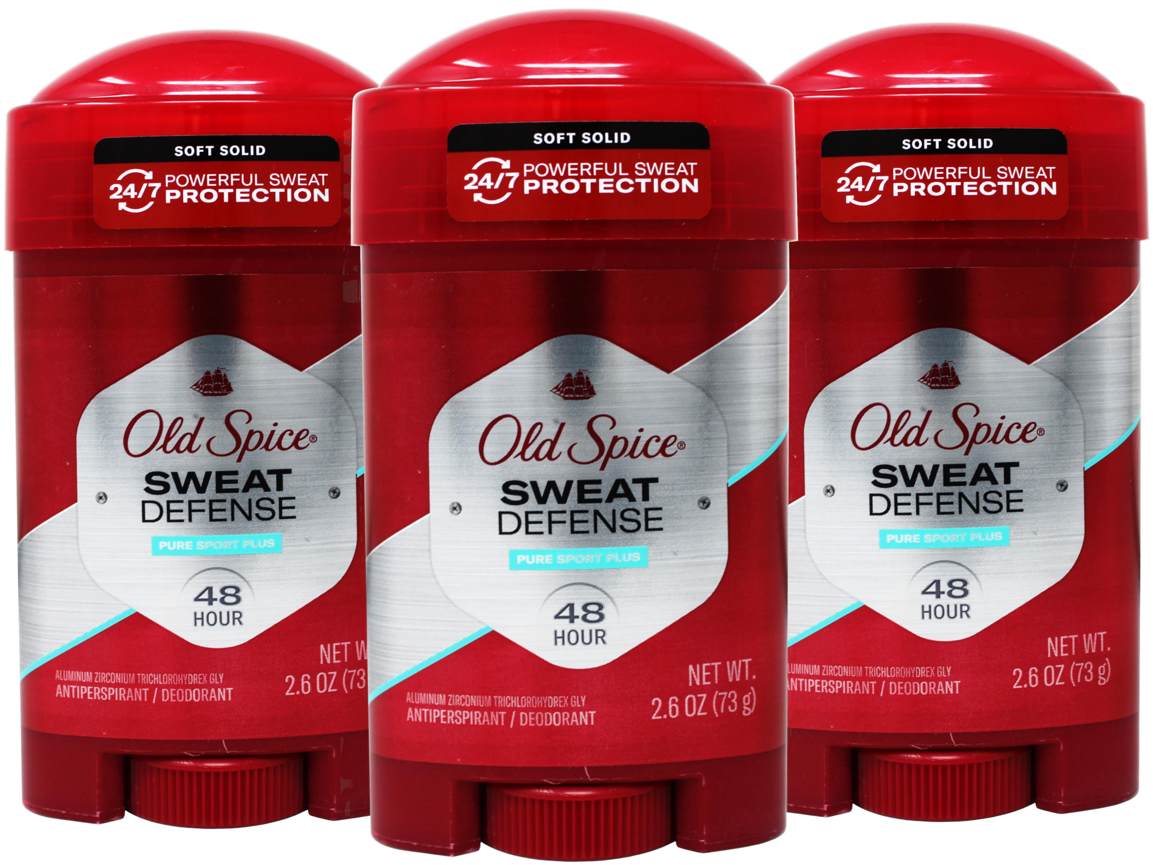 3 Pack - Old Spice Sweat Defense Antiperspirant and Deodorant Soft Solid for Men, Pure Sport Plus, 2.6 oz