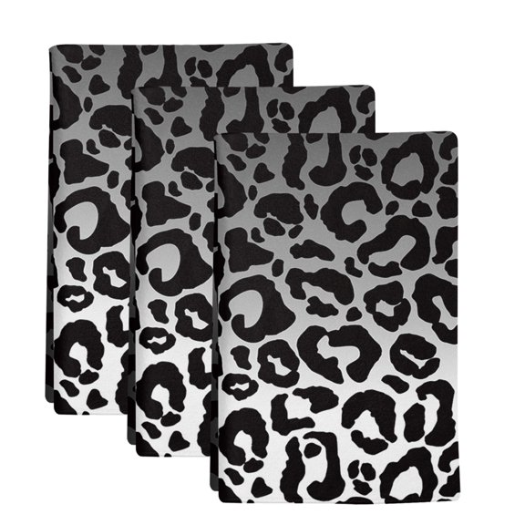 3 Pack Ombre Leopard Kitchen Towels Print Black White Gradient Decorative Dish Towel Sets Absorbent Quick Dry Hand Cloths Tea Towels for Cooking Baking Farmhouse Gifts 18x28in
