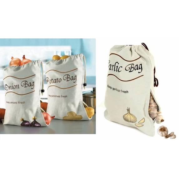 3 Pack Onion Potato & Garlic Storage Bags Keeps Them Fresher Longer