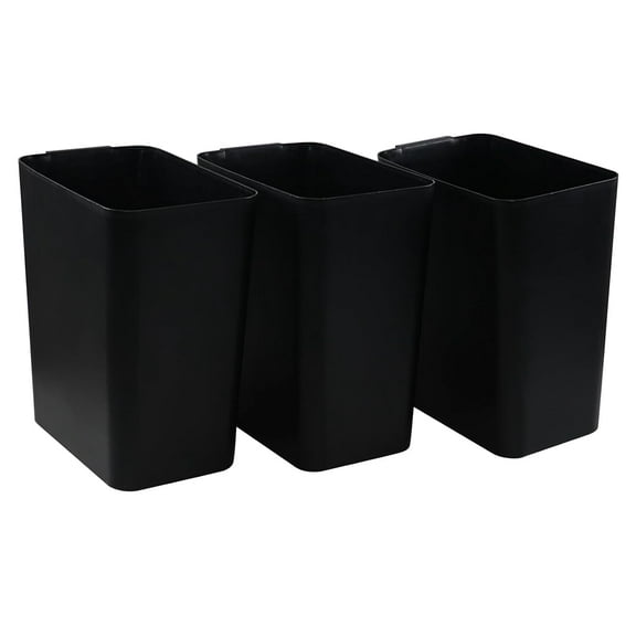 3 Pack Open Top Plastic Trash Can Waste Basket, 4.5 Gallon/16 L Slim Kitchen Office Garbage Can, Black