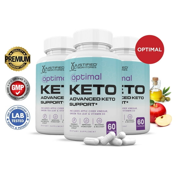 (3 Pack) Optimal Keto ACV Pills 1275mg Alternative to Gummies Dietary Supplement 180 Capsules
