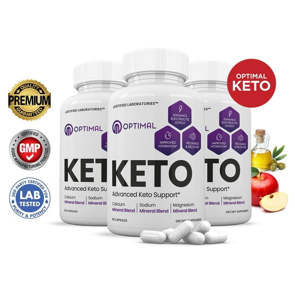 (3 Pack) Optimal Keto ACV Pills 1275mg Alternative to Gummies Dietary Supplement 180 Capsules