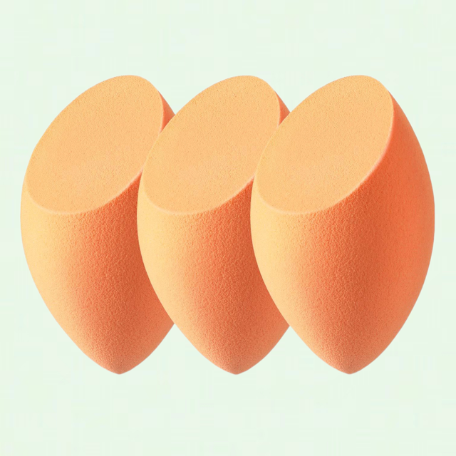 3 Pack Orange Makeup Sponges, Professional Beauty Blender Set for Dry