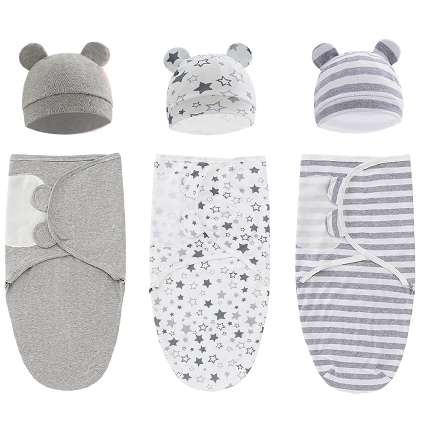 GENREEN 3-Pack Organic Baby Swaddle Sleep Sacks - Newborn Swaddle Sack - Ergonomic Baby Swaddles 0-3 Months (Grey)