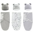 thumbnail image 1 of 3-Pack Organic Baby Swaddle Sleep Sacks - Newborn Swaddle Sack - Ergonomic Baby Swaddles 0-3 Months (Grey), 1 of 6