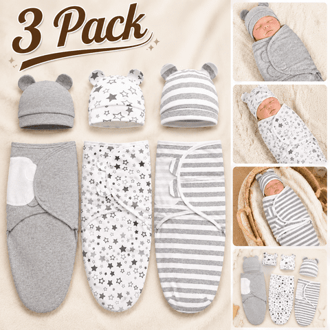 3-Pack Organic Baby Swaddle Sleep Sacks - Newborn Swaddle Sack - Ergonomic Baby Swaddles 0-3 Months (Grey)