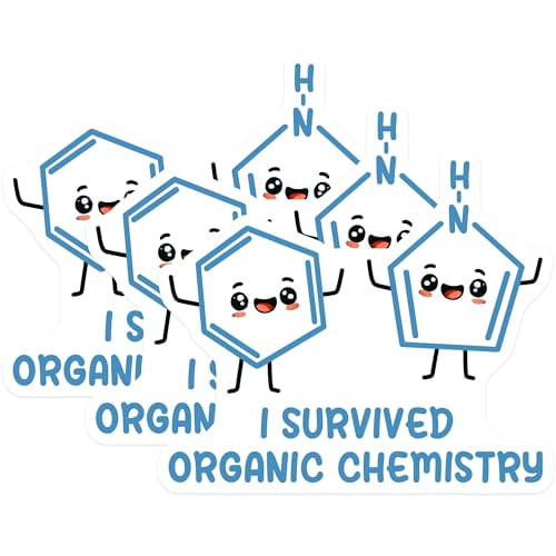 (3 Pack) Organic Chemistry Decals - Chemistry Student - Science Humor - Laptop Decal - 3 Inches On Longest Side - Easy Peel & Apply - Made in USA - 3MCS6792