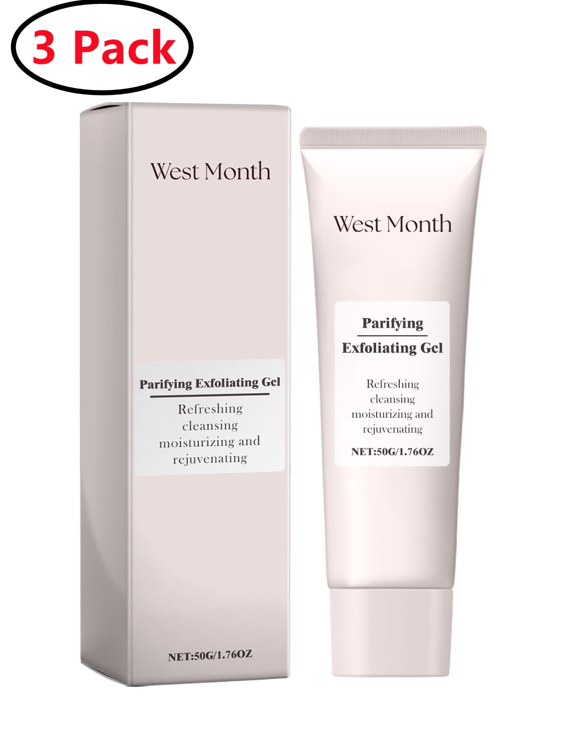 3 Pack Organic Exfoliating Gel, Face and Body Exfoliating Scrub Gel