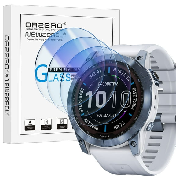 (3 Pack) Orzero Compatible for Garmin Fenix 7X 51mm (Not for Fenix 7, Fenix 7S) Smartwatch Screen Protector, Tempered Glass 2.5D Arc Edges 9 Hardness HD Bubble-Free (Lifetime Replacement)