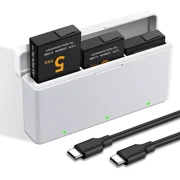 3-Pack Osmo 360 Battery for Osmo Action 6 5 Pro 4 3 Charger and 3-Channel Fast Charger Hub, Compatible for DJI Osmo Action 6, Action 5 Pro, Action 4, Action 3 Camera, with Micro-USB to Type-C Cable
