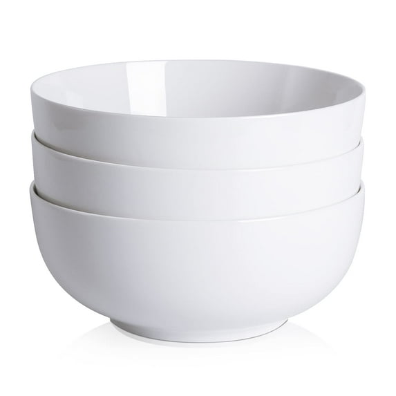 3 Pack Ounce Bowl Set, Cereal Bowl with 64 Ounce, White Ceramic Bowls for Cereal, Soup, Salad, Pasta, Prep, Rice, Ice cream, Microwave and Dishwasher Safe