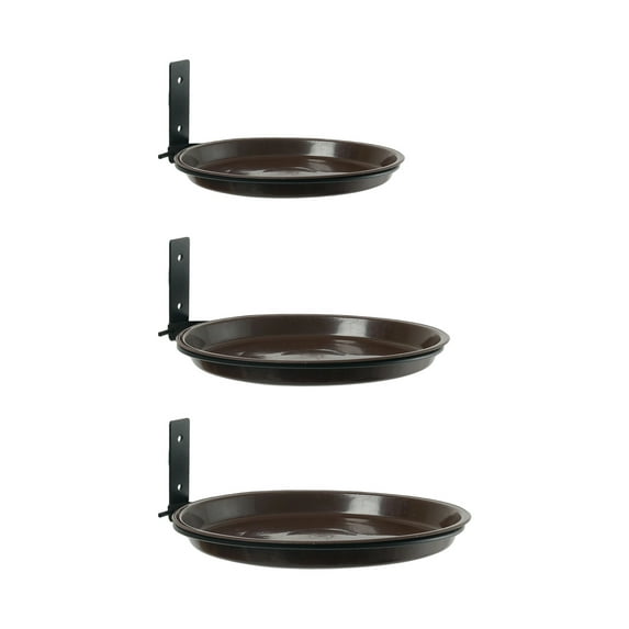3-Pack Outdoor Bird Feeding Station, Bath Bowl with Metal Bracket for Fence, Deck or Patio Use