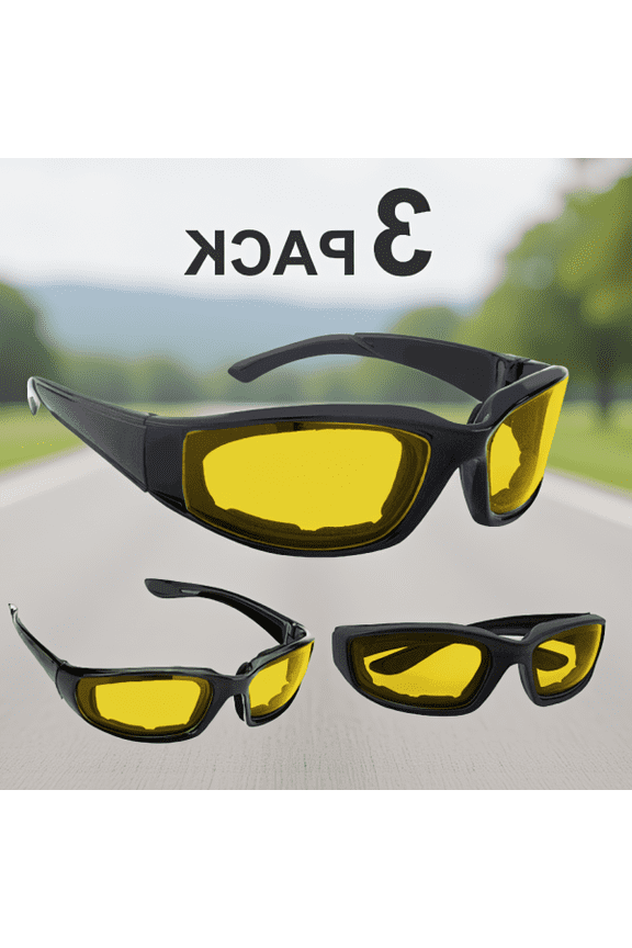3-Pack Outdoor Cycling Riding Glasses Anti-Wind Eye Protection Sports Goggles Sunglasses Yellow